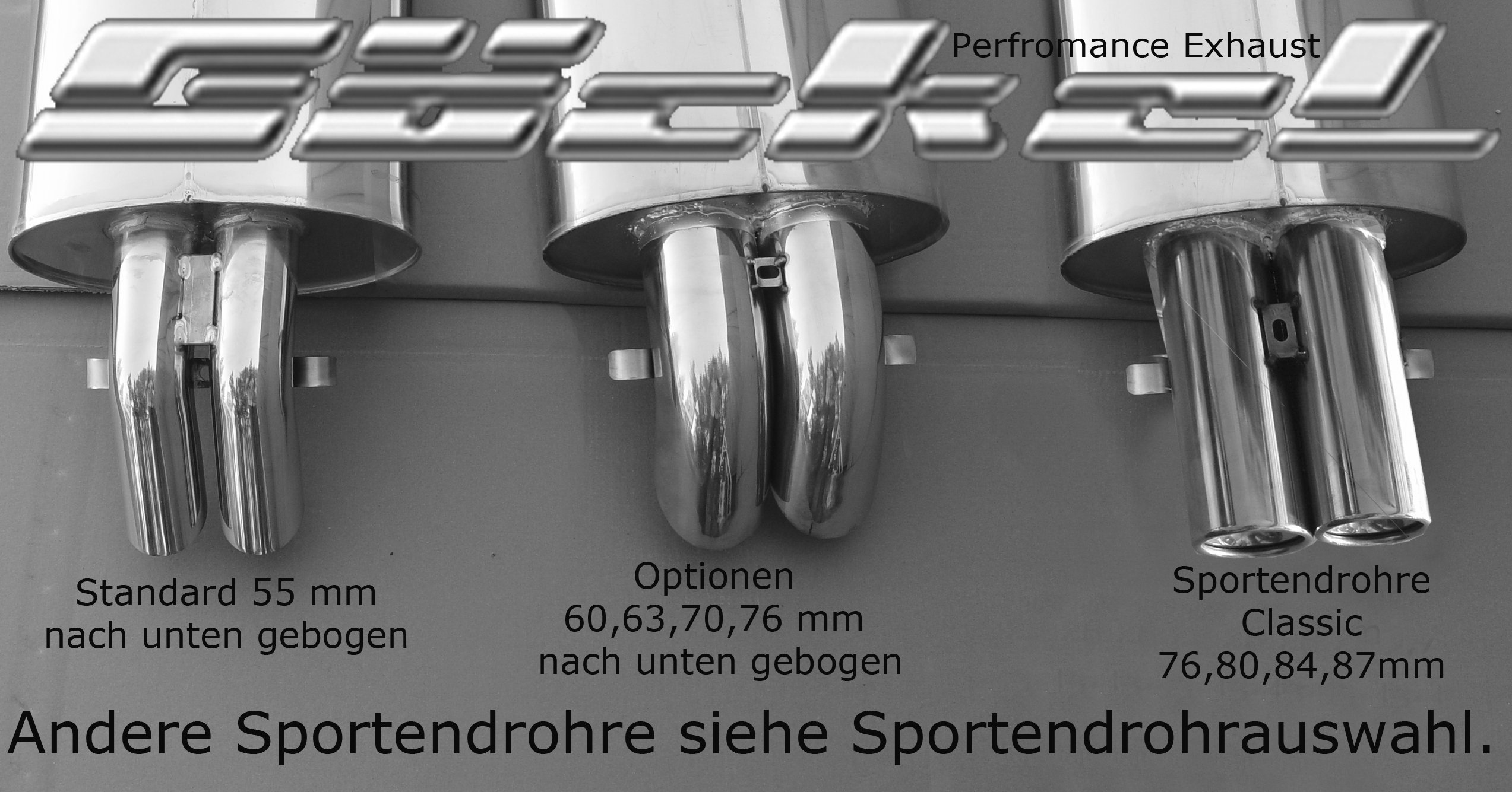 SL W113 Auspuff Ausgang rechts Serien & Sport look Sportauspuff Göckel Performance